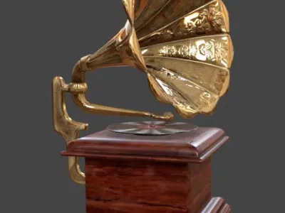 Gramophone Music Box Record Player Low-poly 3D model