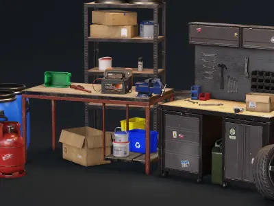 Garage Props Pack Low-poly 3D model purchase