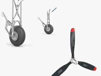 DC-3 Main Landing Gear and Propeller 3D model