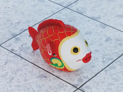 Chinese fish puppet Low-poly 3D model