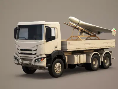 Military Transport Truck with Drone Launcher Shahed 136 3D model