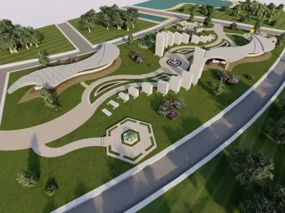 public park-Private Park Landscape 3D model 25