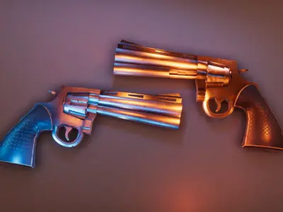 Stylized Magnum Revolver Low-poly 3D model