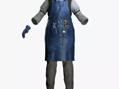 Vintage Craftsman Apron Outfit - Blacksmith Artisan Uniform Low-poly 3D model