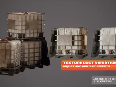 Industrial Water Tank and Plastic Pallet - PBR Game Ready Low-poly 3D model