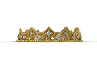 Antique Diamond Crown Wedding Eternity Band 3D print model