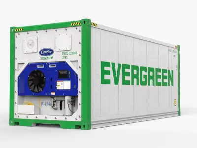 20ft EVERGREEN shipping Container Reefer CARRIER 3D model
