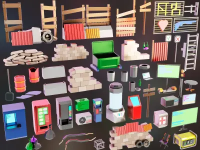 Cyberpunk prop Pack Low poly  Low-poly 3D model