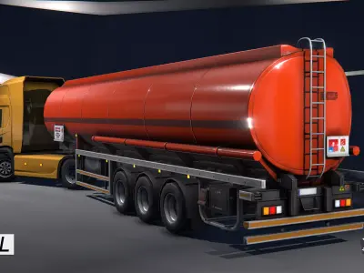 Gridlock - Euro Truck with trailers - PBR low poly tanker Low-poly 3D model