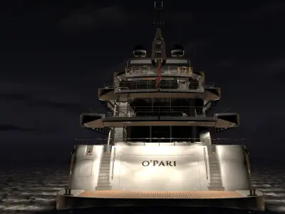 Opari Superyacht Night Scene 3D model