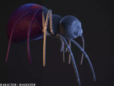 cartoon spider Low-poly 3D model