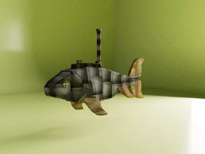 Fish  Style Street punk Low-poly 3D model Low-poly 3D model