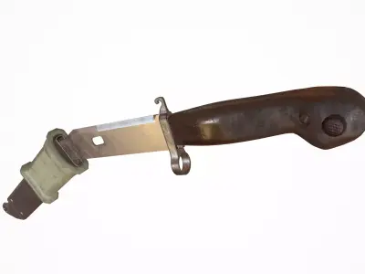 Russian AK Bayonet and Sheath Low-poly 3D model