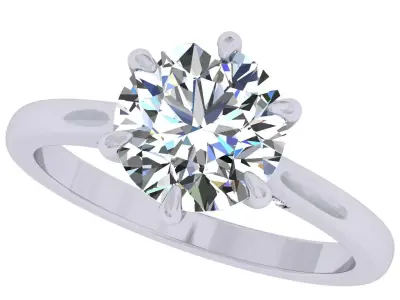 6 Prong Set Round Stone Solitary Ring 3D print model purchase