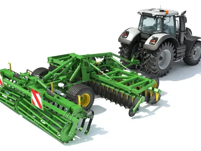 Tractor with Disc Harrow 3D model