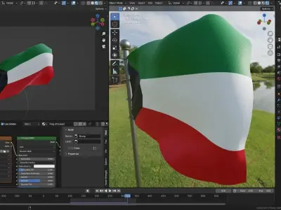 Animated Kuwait Flags 3D model