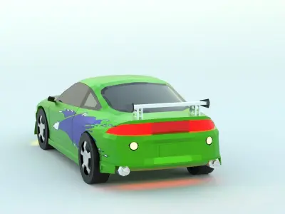 MITSUBISHI ECLIPSE low poly game ready 3d model Low-poly  Free low-poly 3D model
