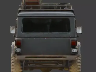 Damaged Post Apocalyptic Off Road Jeep 3D Model V04 Low-poly 3D model