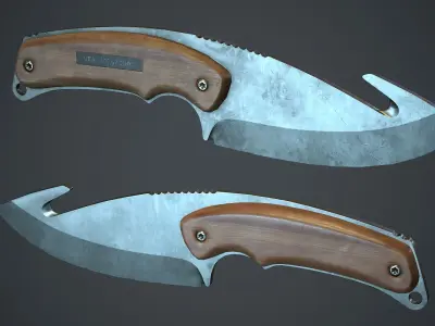 Steel Gut Knife PBR Game Ready Low-poly 3D model