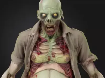Undead Zombie 3D Model Realistic Horror Figure Free 3D print model