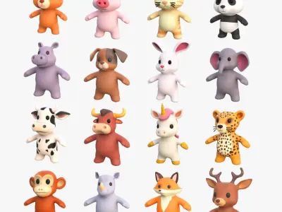 Little Animal Baby Animated Pack 01 3D model