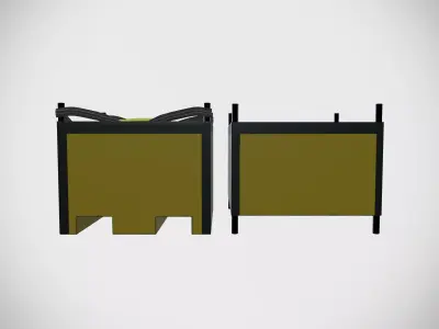 Industrial Metal Waste Bin Low-poly 3D model