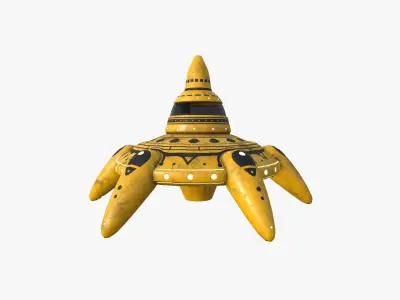 Alien Spaceship UFO G08 Yellow Dirt - Sci Fi Spacecraft Design Low-poly 3D model