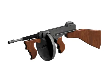 Thompson Sub Machine Gun m1928 Low-poly 3D model