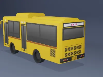 Yellow Thai bus Low poly v03 Low-poly 3D model