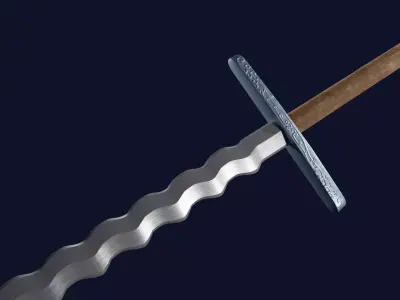 Flamberge sword with Grossmesser handle Low-poly 3D model
