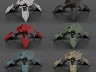 Flamethrower Robot Drone - Game Ready Character PBR low-poly  Low-poly 3D model