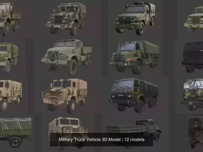 12 Military Truck Vehicle 3D Model 3D Model Pack
