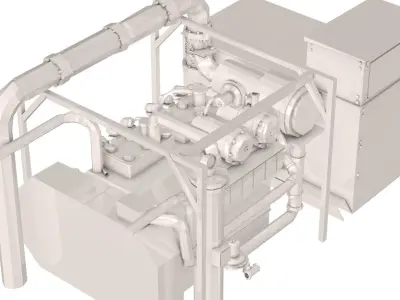 Engine Model Low Poly diesel 3D model