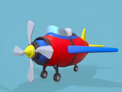 Cartoon plane Low-poly 3D model 2