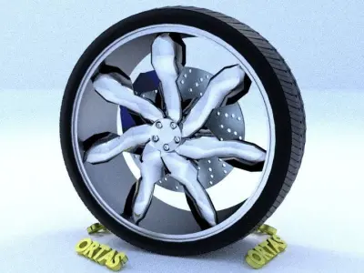 ORTAS CAR RIM 66 GAME READY RIM TIRE AND DISC 3D model