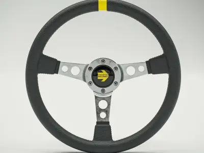 MOMO Style Racing Steering Wheel in 4 colour variants 3D model by mdnssdesign