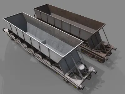 Double bogie hopper Low-poly 3D model