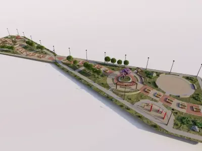 public park-Private Park Landscape 3D model 13