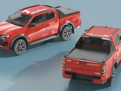 Isuzu D-MAX 4x4 Truck Red Rigged 3D model