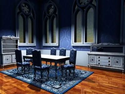 Shabby Chic Dining Suite Low-poly 3D model