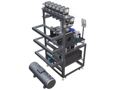 Multi threaded fully automatic coil winding machine 3D model