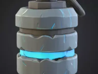 futuristic grenade with bright silver-blue color Low-poly 3D model
