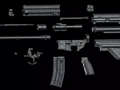 AR 15 Modular assault rifle HK416 Low-poly 3D model