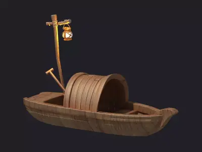 Wooden Boat boat cartoon boat raft 3D model