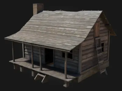 Rustic Cabin  Cozy Wilderness Retreat in Timber and Stone 3D model