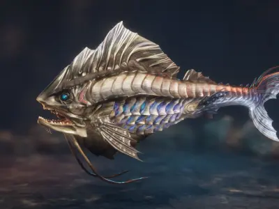 Predatory fishes Low-poly 3D model