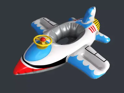 Inflatable Aircraft Swimming Ring 2 PBR Game Ready Low-poly 3D model
