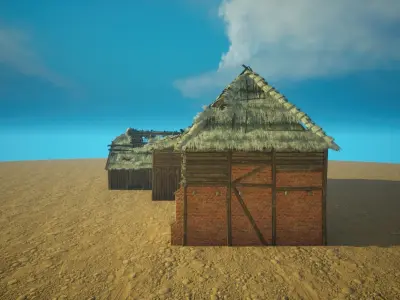 Medieval Abandoned house1-interior and exterior design Low-poly 3D model