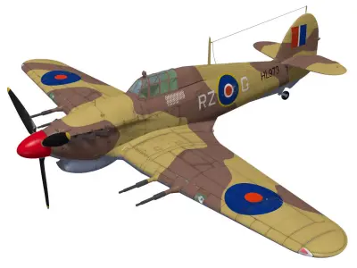 Hawker Hurricane MK2c 3D model purchase