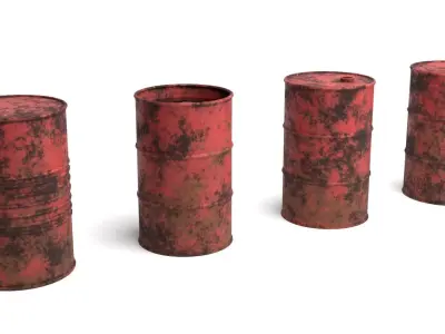Game-Ready Metal Barrels with LODs Low-poly 3D model